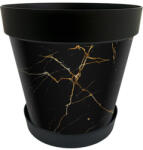 Elif Plastic Kaspó alátéttel 15L márvány mintás - 32×29 cm Szín: Fehér