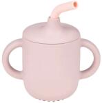 Nattou Силиконова чаша Nattou - С дръжки и сламка, Pink (875318)