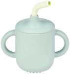 Nattou Силиконова чаша Nattou - С дръжки и сламка, Green (876322)