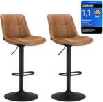 VASAGLE bárszék szett (2 db), magasságában állítható konyhai bárszékek, karamellbarna (LJB095K01)