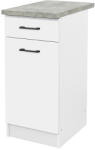 Leziter Praktik 40 alsó szekrény 1 ajtós 1 fiókos, fehér-fehér (PR40A1A1FFHFH) - leziteronline