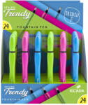 Ecada Set 24 stilouri Ecada Trendy, penita din iridiu tip F (Fine), corp din plastic colorat (93108-24)