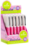 Ecada Set 24 stilouri Ecada, penita ascunsa din iridiu tip F (Fine), corp din plastic, Motiv unicorn (93103U-24)