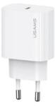 USAMS T65 hálózati töltő Type-C aljzat (20W, PD gyorstöltő) FEHÉR