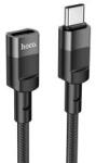 hoco. U107 adapter kábel (Type-C aljzat - Type-C, 3A, adatátvitel és töltés, OTG, 120cm) FEKETE (152331)