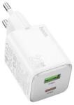 hoco. N41 hálózati töltő USB+Type-C aljzat (20W, GaN, PD gyorstöltő 3.0) FEHÉR