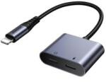 JOYROOM audió adapter és töltőkábel (elosztó, 2 lightning aljzat - lightning, cipőfűző) FEKETE (155158)