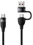 USAMS U85 töltőkábel 2in1 (Type-C/USB - Type-C, 100W, PD gyorstöltő, 120cm) FEKETE