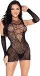 Leg Avenue Mini Dress and Matching Gloves 81679 Black