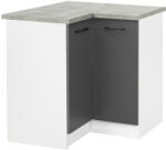  Praktik 90 alsó sarok szekrény 2 ajtós, fehér-antracit (PR90A2ASFHAN) - watermarkt