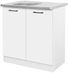  Praktik 80 alsó szekrény 2 ajtós mosogatós, fehér-fehér (PR80A2AMFHFH)