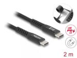 Delock Cablu USB 2.0 Type C cu invelis magnetic PD 3.0/60W 2m Negru, Delock 81120 (81120)