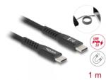 Delock Cablu USB 2.0 Type C cu invelis magnetic PD 3.0/60W 1m Negru, Delock 81119 (81119)