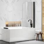  HTB, Sidari kádparaván, átlátszó üveg, fekete profil, 6 mm-es üveg, 80x140 cm TM110