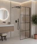  Zuhanyfal, HTB, Moody 916B-90, Walk-in, vastagított 8 mm üveg, fekete kerettel, 90 cm