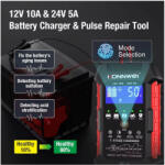 KONNWEI 12V 10A 24V 5A SMART automata akkumulátor töltő (KONNWEI-RC-10)