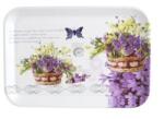 Tálca, műanyag, szögletes, levendula mintás, 34x23cm