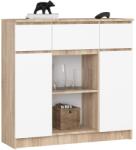  Comodă K100 2d 3sz 1p Pk Stejar Sonoma / Alb Comoda