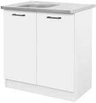Leziter Praktik 80 alsó szekrény 2 ajtós mosogatós, fehér-fehér (PR80A2AMFHFH) - everyo