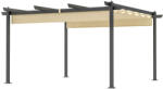 Aosom Pergola 390x390 cm állítható tetős alumínium pergola UPF30+ UV-védelemmel bézs