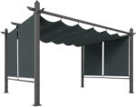 Aosom Alumínium pergola 300x400 cm tolótetővel és automata rolókkal UV50+ védelem, sötétszürke