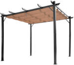 Aosom Pergola állítható szövettetővel 300x400 cm alumínium vázzal vízlepergető és UV-álló árnyékoló szürke-barna