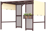 Aosom Pergola 300x250 cm pavilon beépített növénytartóval UPF30+ UV-védelem, állítható csúszótető, sötétbarna