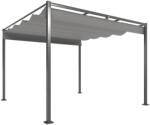 Aosom Pergola 300x300 cm szabadon álló behúzható tetővel UPF30+ UV-védelemmel fém vázzal szürke