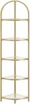 VASAGLE Modern 5 szintes sarok könyvespolc, üvegpolc arany színben (LGT810A01)