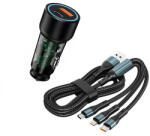 Autolife 13030 07ACSET Gyors töltő USB/USB-C + 3 az 1-ben töltő különböző töltőfejekkel - 5A 20W 12-24V (07ACSET) - autolife