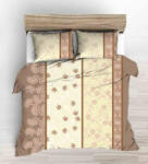  3 részes krepp ágyneműhuzat garnitúra 140x200 cm - krém - barna virág mintás