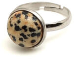 R. M. ékszer Játékos dalmatakő jáspis állítható gyűrű kerek 12mm (019325)