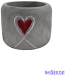  Cement kaspó piros szivecskével