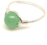 R. M. ékszer Természetes színezett zöld achát drót gyűrű 8mm (019275)