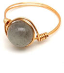 R. M. ékszer Intuitív védelem labradorit drót gyűrű 8mm arany színű dróttal (019285)