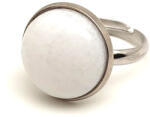 R. M. ékszer Letisztult tejkvarc állítható gyűrű kerek 16mm (019341)