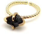 R. M. ékszer Erőteljes nyers turmalin állítható gyűrű 10mm arany színű foglalattal (019294)