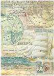 Stamperia A4 rizspapír, csom. - Around the world sailing ship