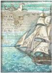Stamperia A4 rizspapír csom. - Songs of the Sea sailing ship