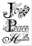 Stamperia HD gumi pecsételő 7 x 11 cm - Joy, Peace, Happiness