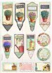 Stamperia A4 rizspapír csom. - Garden tags and labels