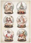 Stamperia A4 rizspapír csom. - Gear up for Christmas snowglobes
