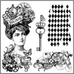 Stamperia HD gumi pecsételő 10 x 10 cm - Steampunk nő