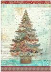 Stamperia A4 rizspapír csom. - Christmas Greetings tree