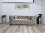MobAmbient Canapea extensibilă din catifea, stil Chesterfield, gri - model AMBRA Canapea