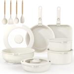 YASHE Set vase YASHE 21 piese alb antiaderent cu manere detasabile si capac de sticla (BZD-DC02GW)