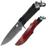 HARAHU Cuțit de vânătoare din oțel damasc HARAHU KE - 39480 - Negru / Roșu KP39480