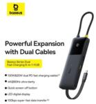Baseus DOCKING Station Baseus Nomos Dual Fast Charging 6-in-1, conectare PC USB-C, 1 x USB 10G, cablu inclus 1 x USB-C, 1 x USB 480Mbps, cablu inclus USB-C x 1 PD 100W, HDMIx1/4K/60Hz, gri - 69321726 (B00070