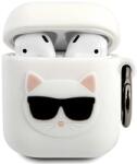 Karl Lagerfeld KLACA2SILCHWH husă pentru AirPods albă, silicon Choupette (KLACA2SILCHWH)