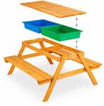 Ginger Home Fa gyerek asztal paddal és homokozóval, emelhető fedéllel, 2 tároló dobozzal, 90x86x50 cm (WSB-9080)